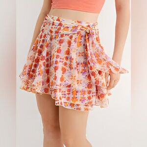 Aerie Chiffon Wrap Patterned Mini Skirt NWT Women’s XXL